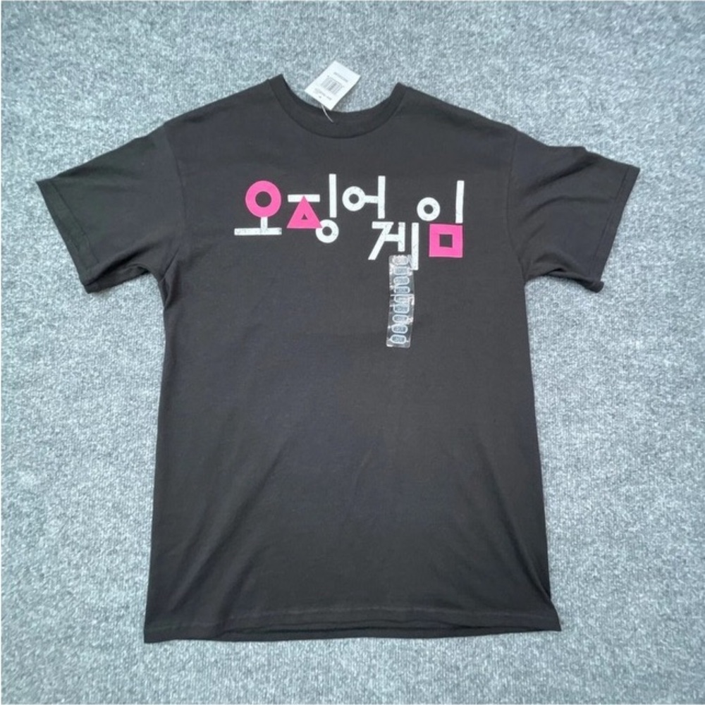 Squid Games Shirt Adult Medium Black Crew Short Sleeve Korean Logo Netflix Mens